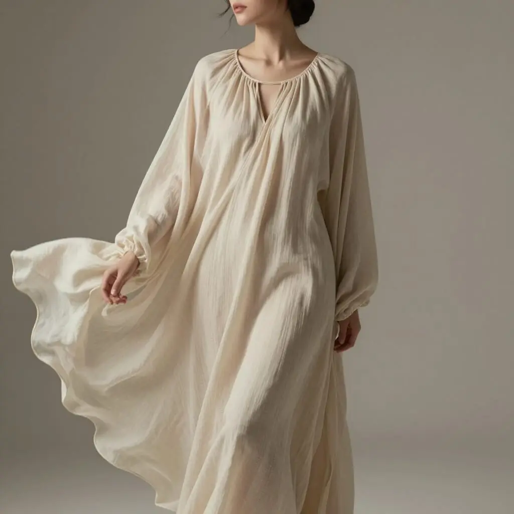 Vêtement sur mesure porté avec élégance dans un style couture minimaliste