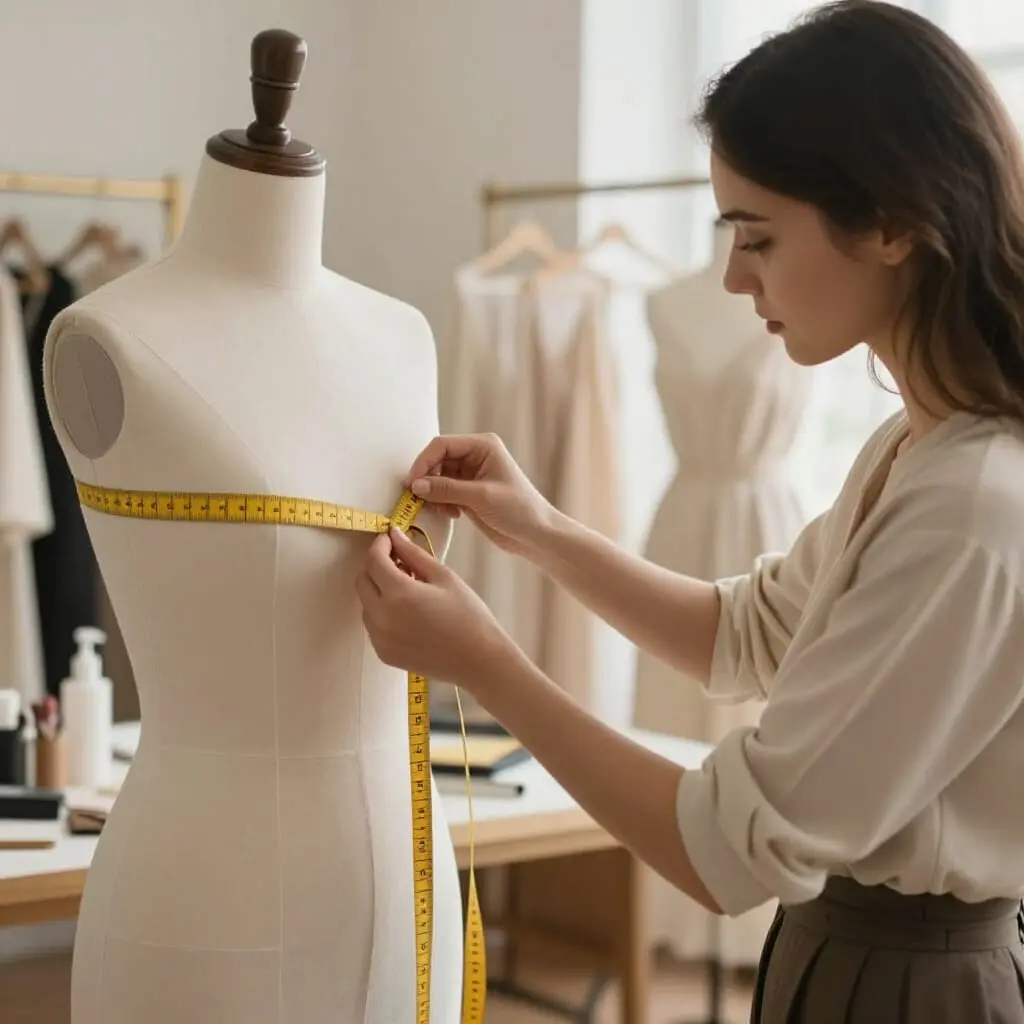 Prise de mesures dans un atelier de couture sur mesure
