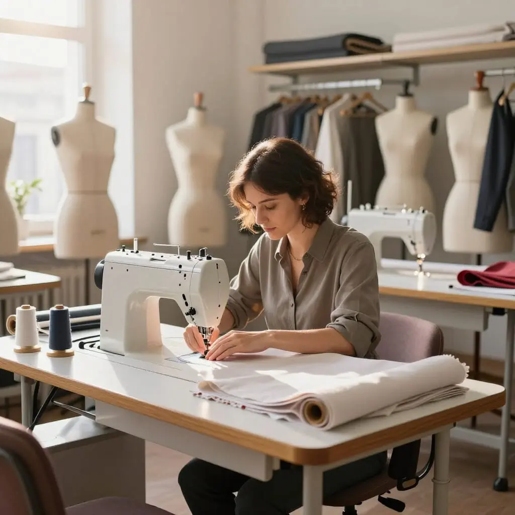 Atelier de confection de vêtements à Strasbourg avec couturière et machines professionnelles